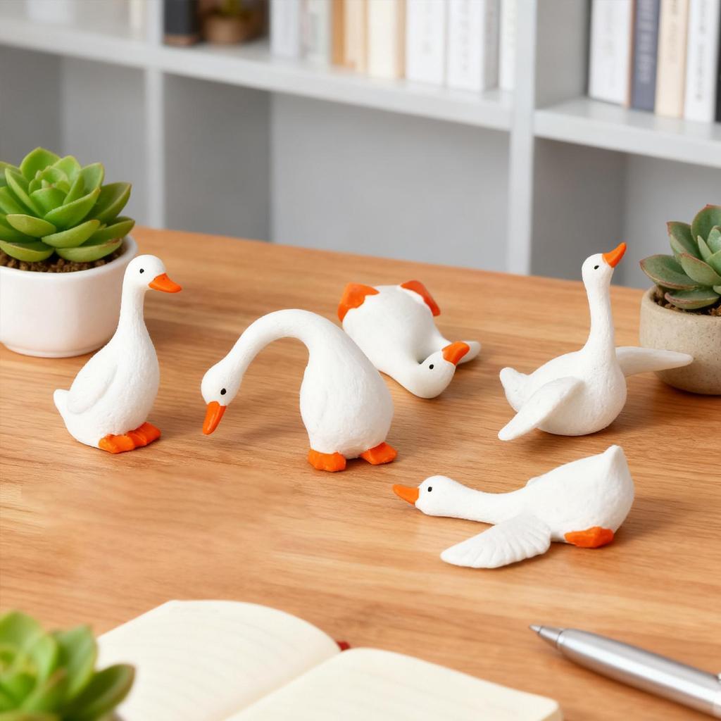 Car Dashboard Animal 6 Pieces Animal Geese Figurine Ornament Funny Dashboard Figures For Vehicle Automotive RV Office Road Trip