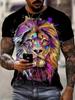 Sommer Tägliches Lässiges Herren Kurzarm Oberteil Neues Outdoor Sport Herren Locker T-Shirt Urban Street 3D Löwen Druck Herren T-Shirt