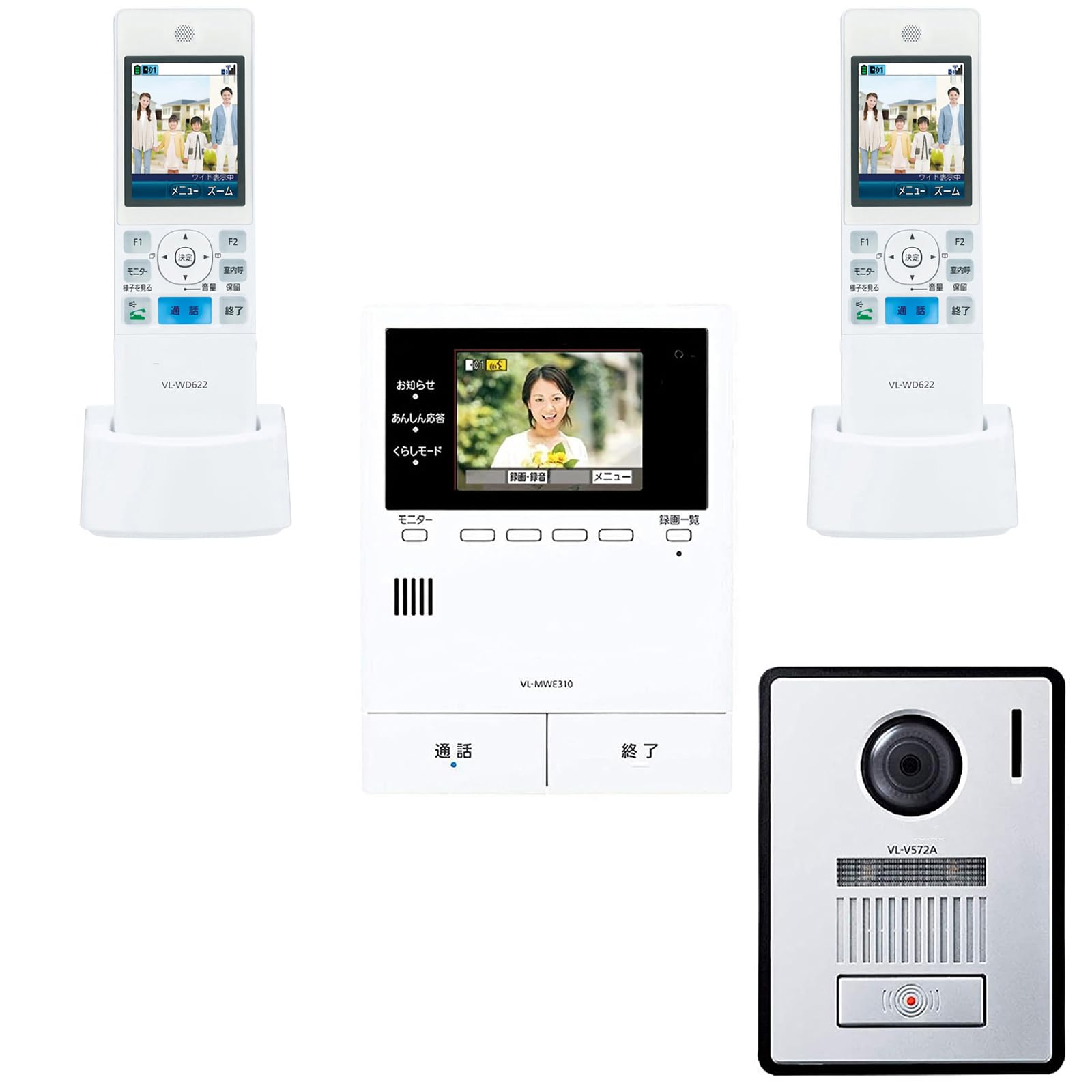

up for additional Panasonic TV door 1 camera doorway with lens and LED 2 wireless x monitor base unit color set [Set handsets] phone, handset,
