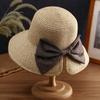 Womens Wide Brim Foldable Straw Hat Beach Sun Protection UV With Adjustable Band
