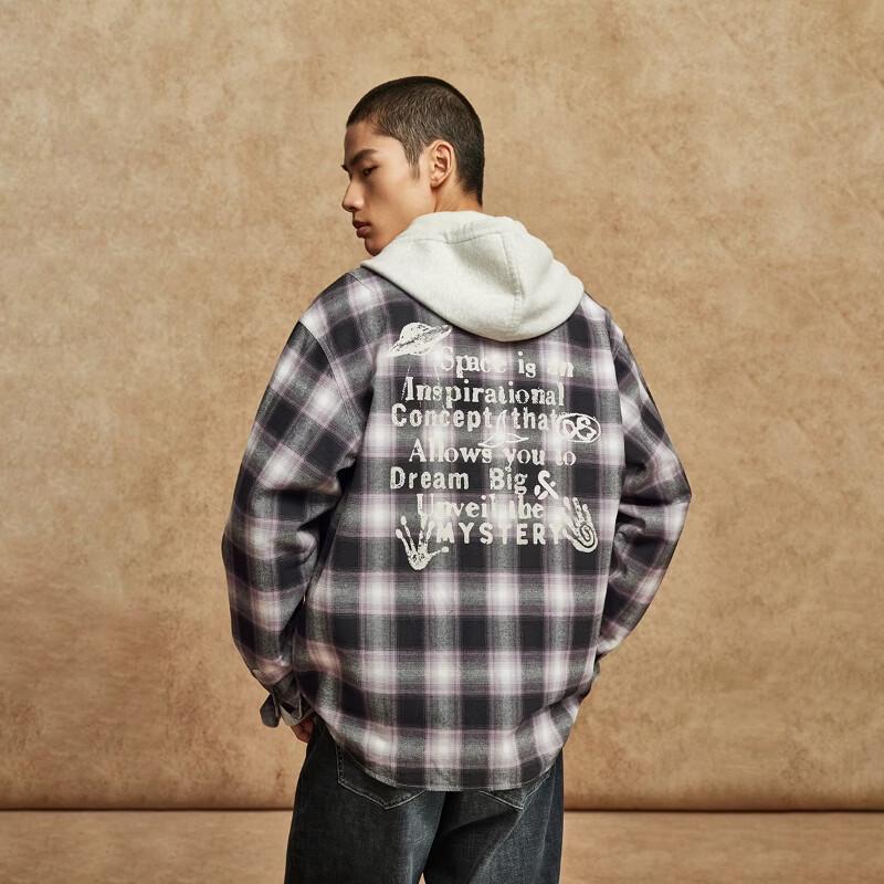 Jack & Jones Men's Retro Plaid Letter Print Long Sleeve Shirt