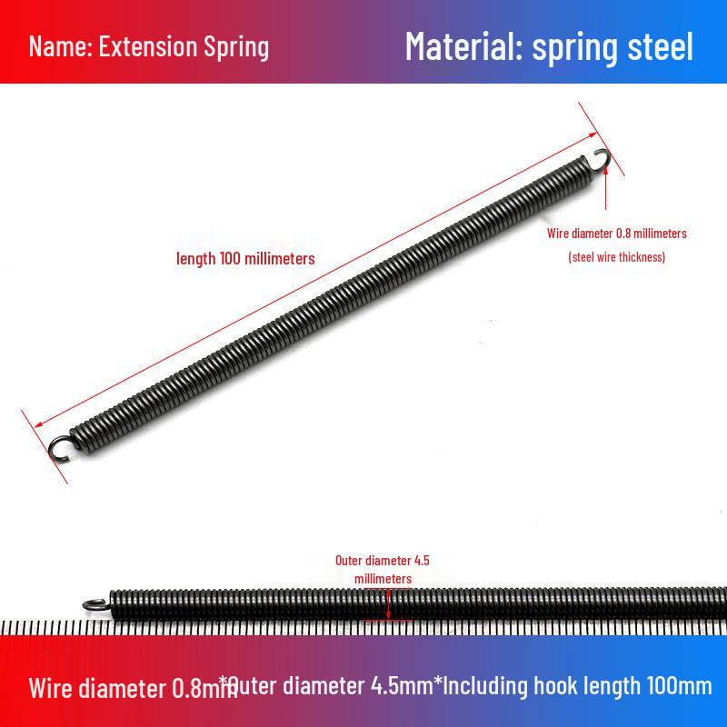 0.8mm Yellow Extension Spring with Hooks - Stapler Rebound Force 