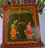 Hand-Painted Radha Krishna Jharokha: Restored Indian Window Wall Art