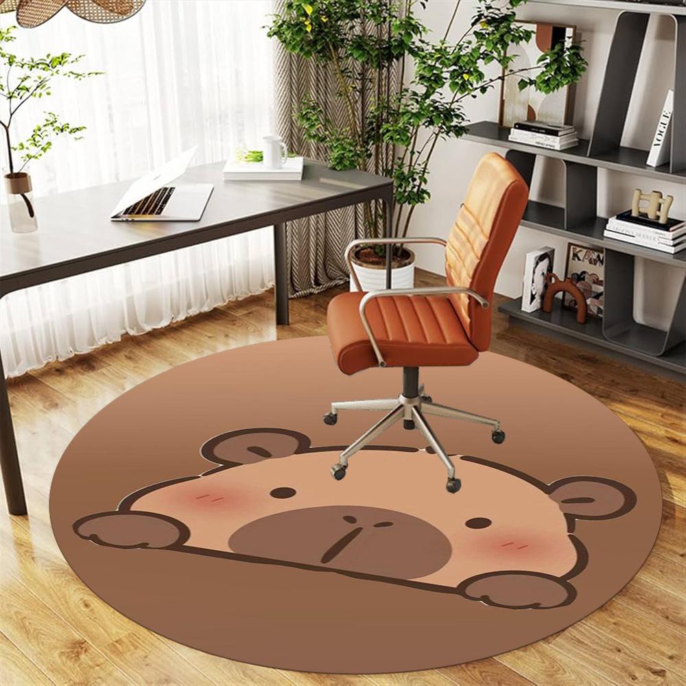 1 Stück Süßes Capybara Tier Kawaii Runder Stuhlmatte Teppich - Rutschfest, Fußmatte für Büro, Schlafzimmer, Heimdeko Weihnachtsgeschenk c0528106