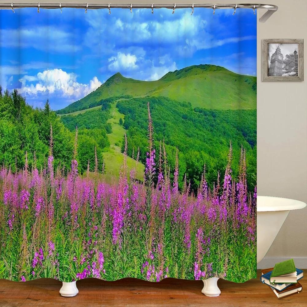 3D Nature Forest Trees landscape Bathroom Shower Curtain Home Decor Curtain Fabric Waterproof Shower Curtain With Hook 180x200
