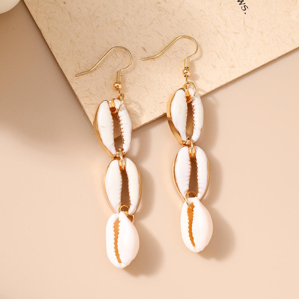 Cute Conch Starfish Shell Drop Earrings for Women Girls Boho Pearl Earrings Summer Beach Jewelry Gifts