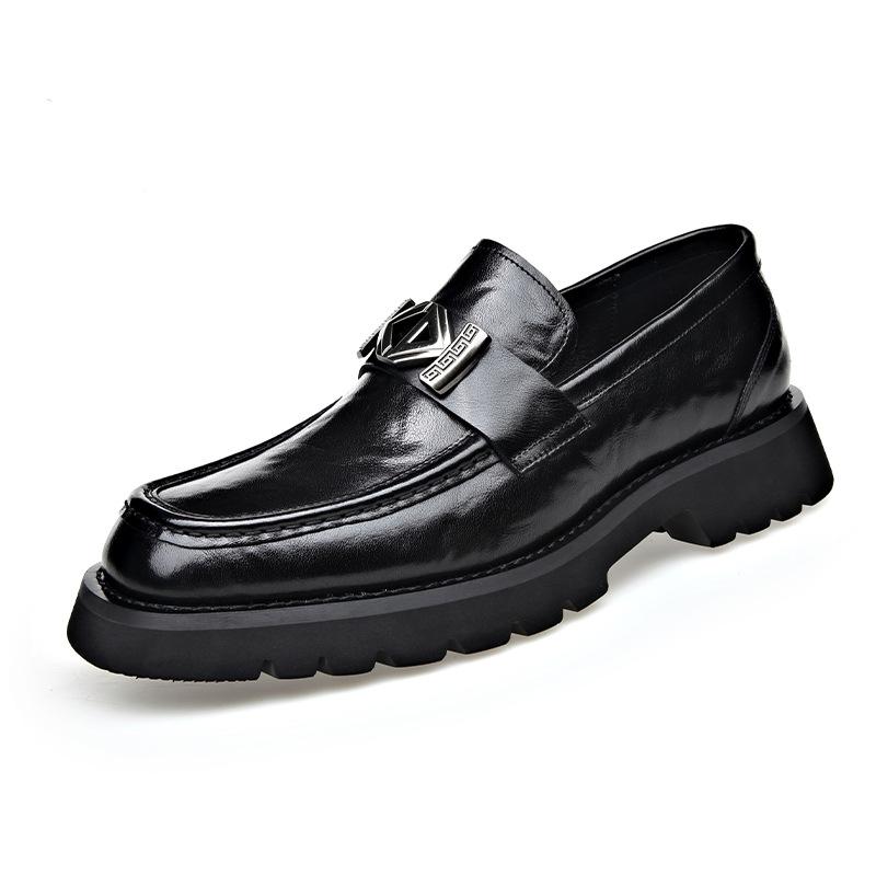 Fashion 2024 Spring Autumn Fashion Slip-on Thick Sole Leather Male Loafers Designer New British Style Retro Men's Dress Shoes