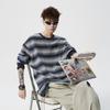 100% Cotton Vintage Striped Long Sleeve Crewneck Sweatshirt Unisex Loose Fit Casual Top