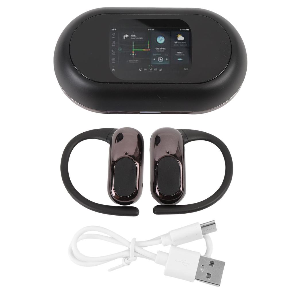 Smart Translation Earbuds Full Color Touch Screen HIFI Sound Quality Multi Languages Bluetooth Translator Black