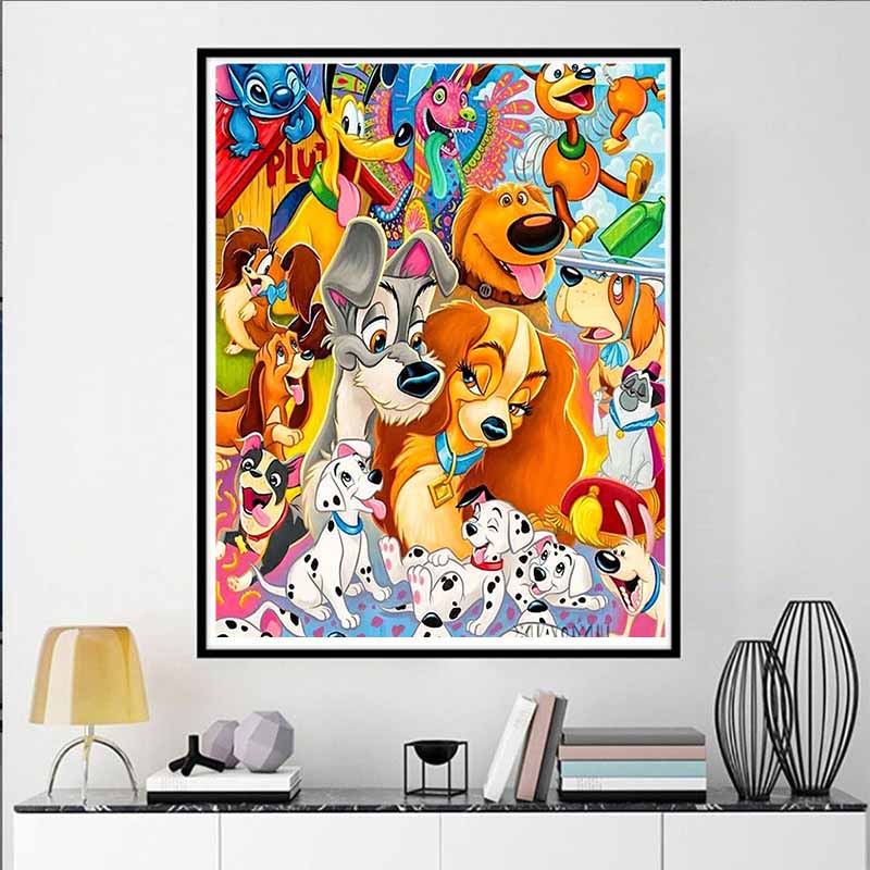 Disney Diamond Painting Disney All Star Dogs Illustration Mosaic Art DIY Cross Stitch Embroidery Set Full Diamond Home Decor Gift