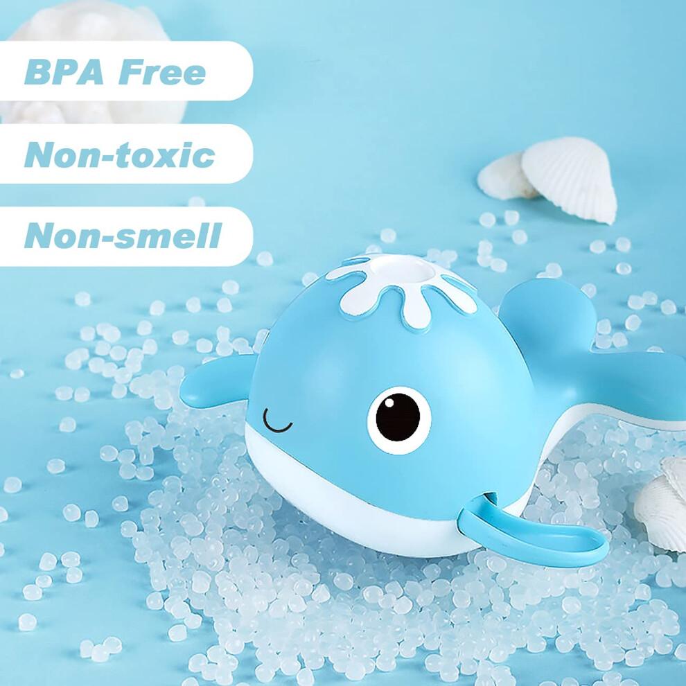 Bath Fishing Toy Set with Magnetic Catch, Windup Swimming Whales, Rotating Pole for Toddlers