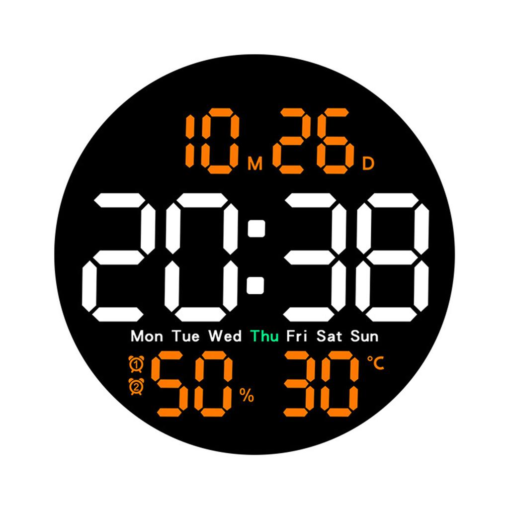 LED Digital Wall Clock Large Display Electronic Alarm Clock Remote Controlled Automatic Backlights Temperature Humidity