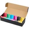 Little Combi Slide-Open Storage Box 600, Lightweight Storage Case for Trading Cards, Includes 6 Inner Boxes (Black Outer Box, 6-Color Type A Inner Box