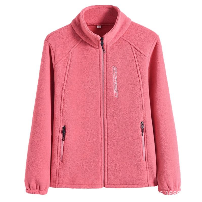 Womens Autumn Winter Fleece Jacket Thick Warm Coat Stand Collar Cardigan Outdoor Sports Hoodie