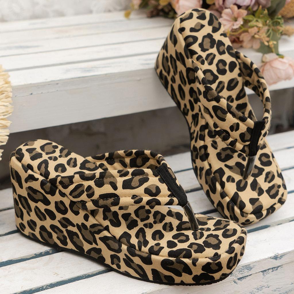 Casual Slippers Womens Shoes Denim Flip Flops Wedge Heel Women'S Summer New Thick Soled High Heeled Platform Zapatos De Mujer