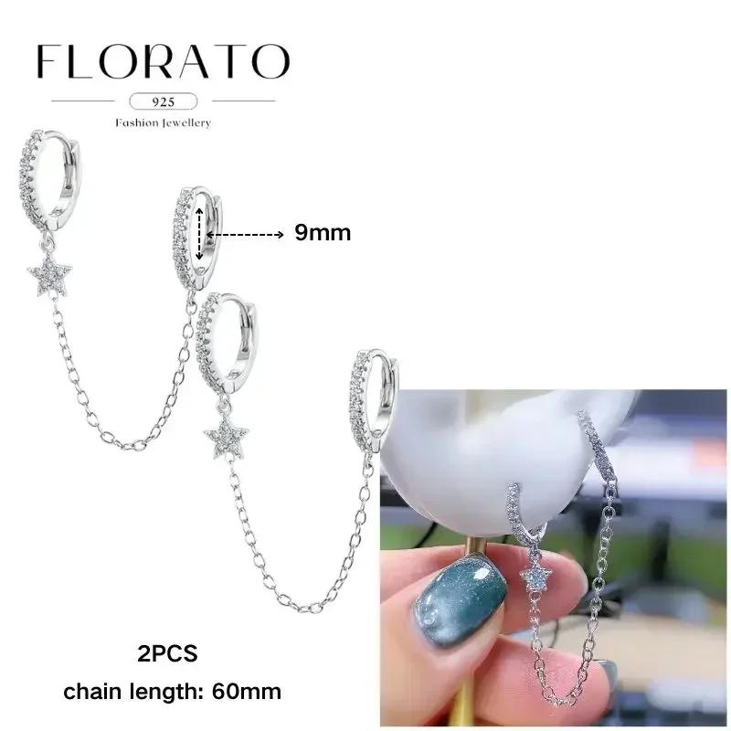 FLORATO 925 Silver Earrings Chain Tassel Pendant Earrings Zircon Silver Earrings for Women Trend Luxury Wedding Jewelry