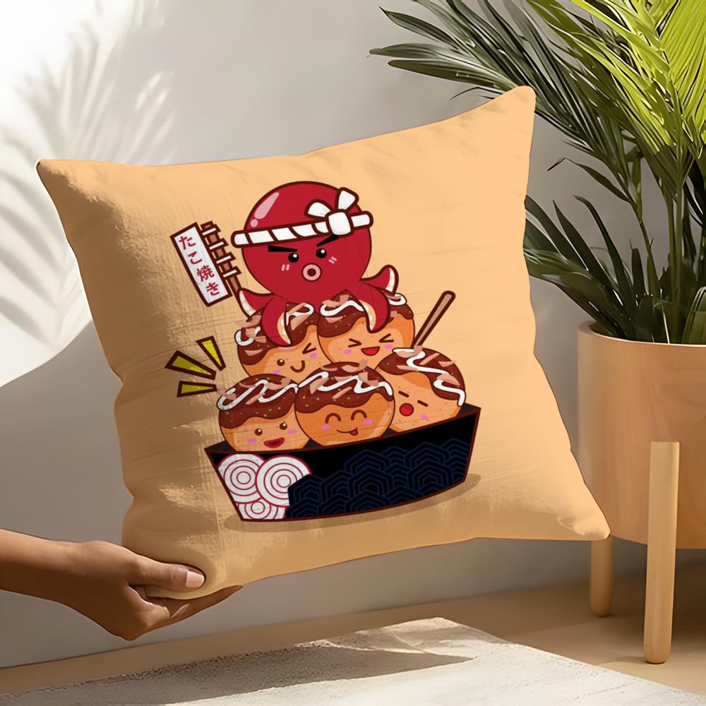 Takoyaki Japanese Food Pillow Case Home Living Room Decoration Linen Pillow Cases Cushion Cover