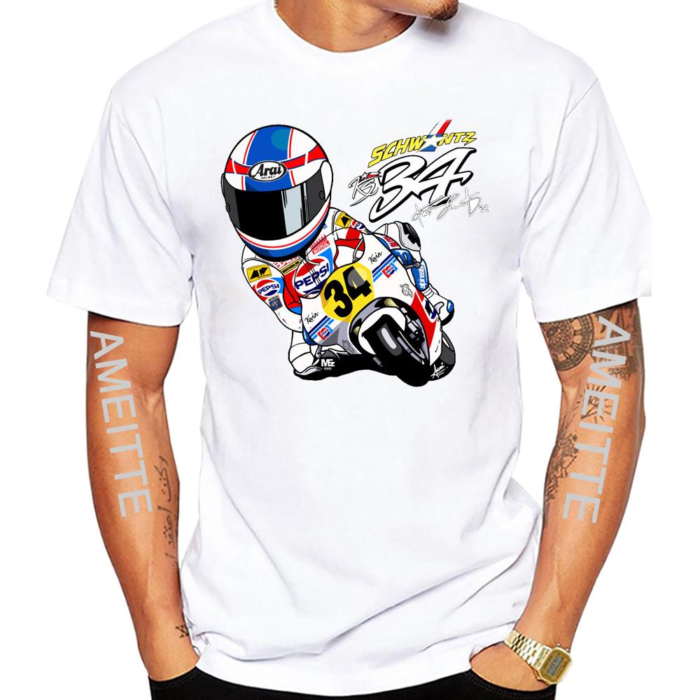34 Kevin Schwantz Gp 2023 T-Shirt Sommer Unisex Kurzarm Gs Abenteuer Moto Sport Freizeit Weißes Oberteil Unisex Motorradfahrer T-Shirts