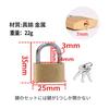 SensaBliss Small Padlocks with Keys, Set of 3, 25mm Wide, Brass and Gold, Standard Type (3 Keys Per Padlock)
