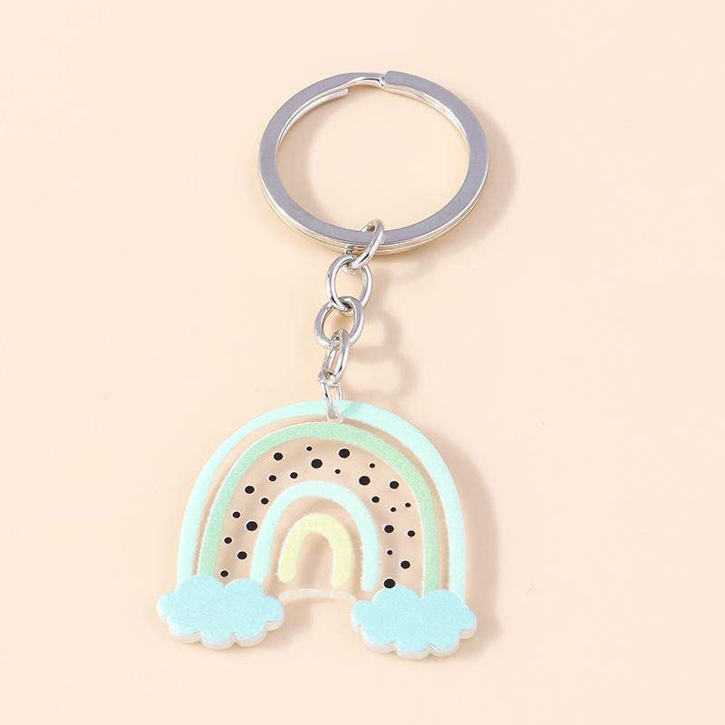Colorful Rainbow Keychain Smile Cloud Key Rings Resin Key Chains for Women Girls Handbag Gift Jewelry Accessories