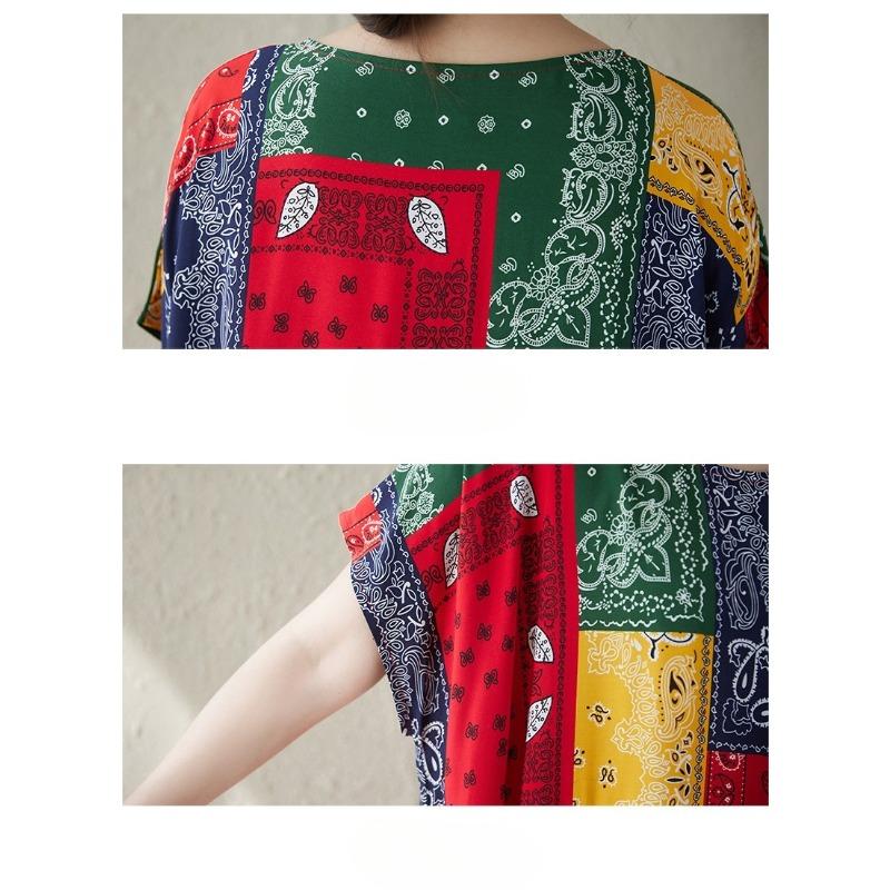DIMANAF Nuovo 2026 Donna Taglie Forti Signora Abito Lungo Lento Oversize Estate Spiaggia Maxi Stampa Floreale Moda Vestito da Sole Abbigliamento