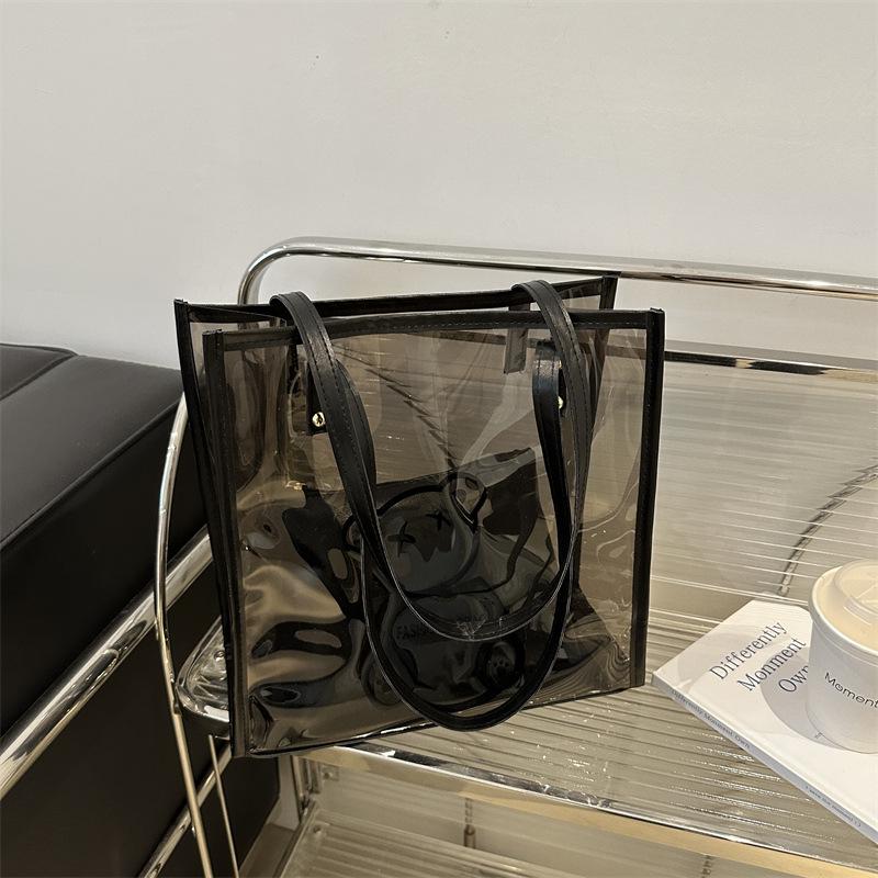 

Новая прозрачная желейная сумка для женщин, летняя пляжная модная сумка-тоут, большая вместимость, простая сумка на одно плечо