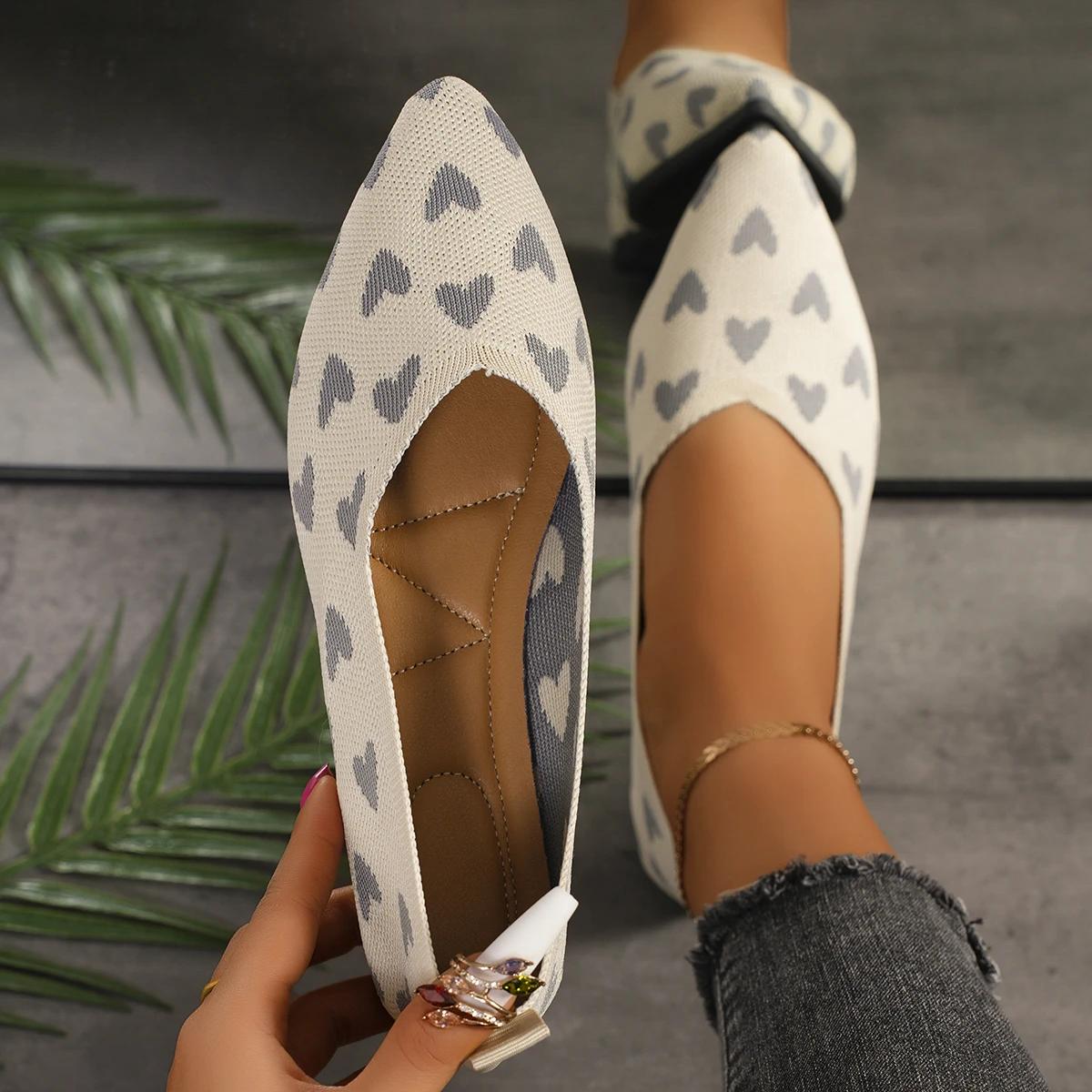 

Fashion Women Flats Shoes 2025 Spring New Knit Breathable Loafers Square Beautiful Princess Sneakers Rubber Sole Comfortable Flats Shoes 36 бежевый