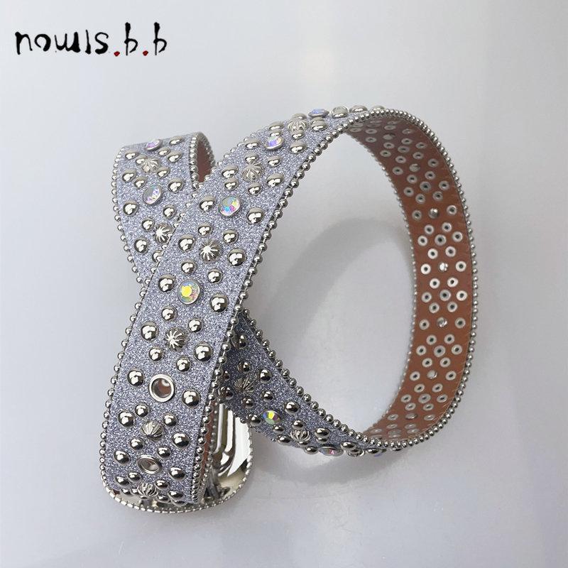 Punk Rock Rhinestone Western Belts Fashion Luxury Studded Belts Strap Diamond Bling Belts Cowgirl Cowboy Belt for Goth Jeans