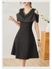 Nanyou Elegant Diamond V-Neck Off-Shoulder Slim Dress for Women