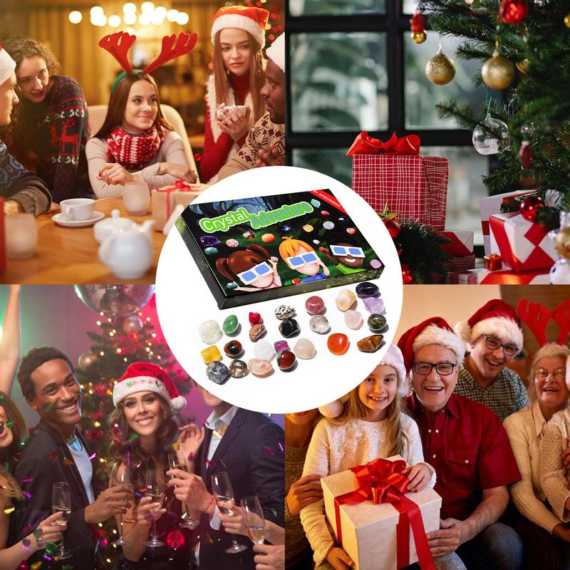 Crystal Rock Adventskalender Kristall Countdown Kalender für Weihnachten Sammler Edelsteine Achat Steine Set für Kristall