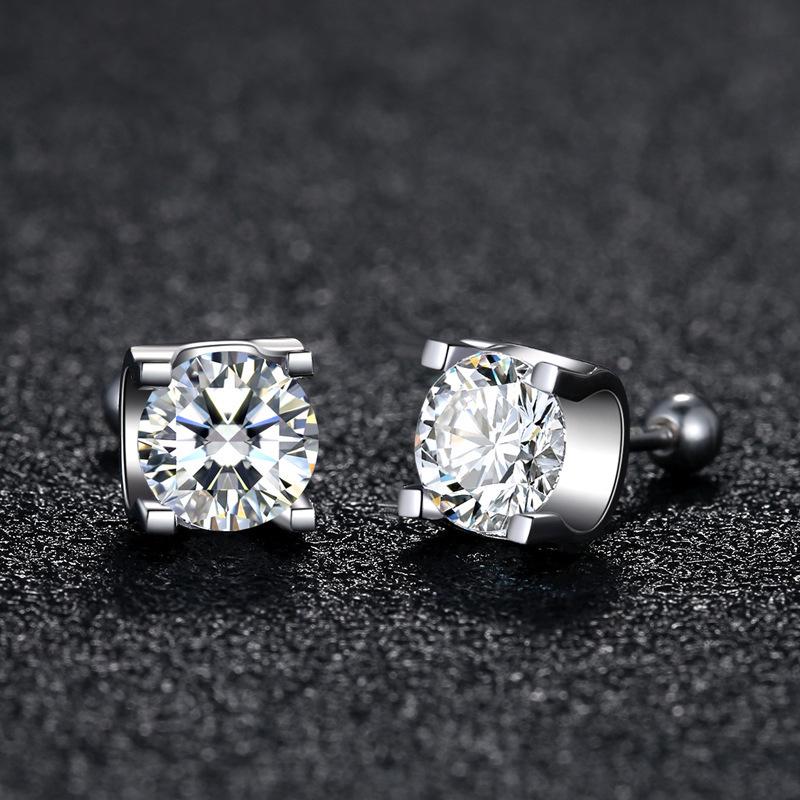 Moissanite Heart Stud Earrings for Women with S925 Silver and Six-Prong Zircon
