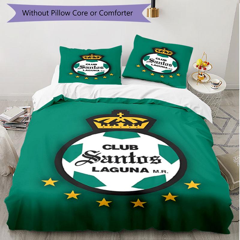 3pcs Duvet Cover Set (1*Duvet Cover + 2*Pillowcase, Without Core), Club Santos Laguna Print Soft All‑Season Bedding Set, Home Bedroom Decor Gift