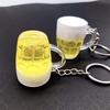 Resin Beer Cups Keychain Car Keyring Key Chain Men Woman Jewelry Simulation Food