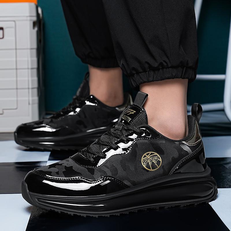 Air Cushion Men Running Shoes Breathable Black Sports Shoes Women Athletic Training Shoes Men Platform Leather Casual Sneakers