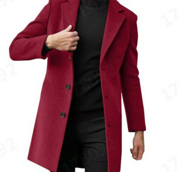 Men's 2025 Korean Style Slim Fit Mid-Length Wool Coat