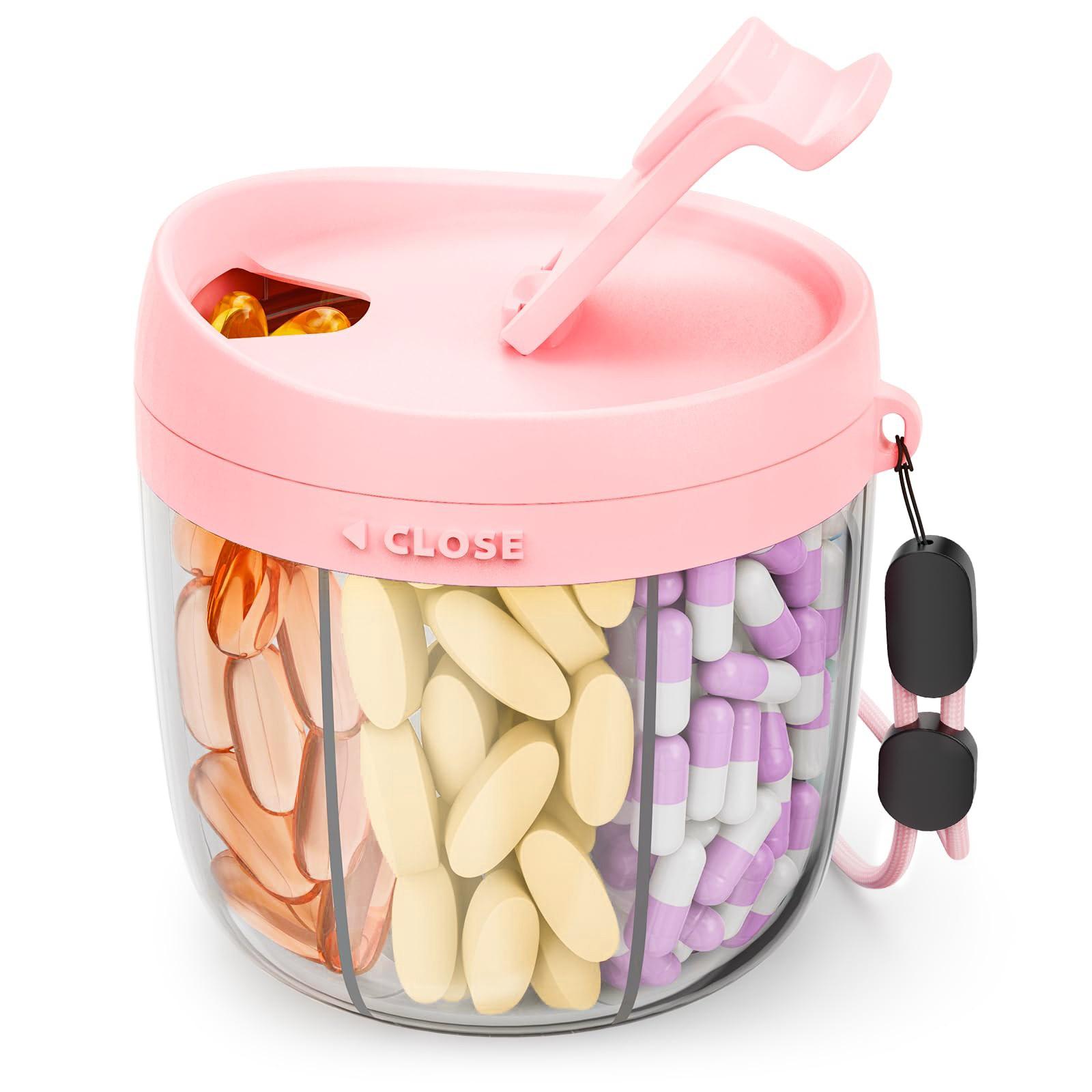 

Милый большой контейнер для хранения таблеток, органайзер, защита от смешивания, влагозащищенный, портативный, дорожная бутылка, органайзер с широким горлышком, прост в использовании One Size розовый