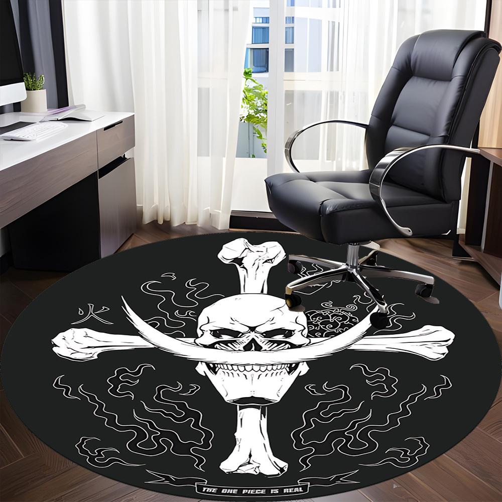 1pc One Piece Skull Office Round Area Rug, Indoor Mat Suitable For Office, Under Office Chairs Bedroom Living Room Home Decor  a0908141