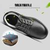 Oulylan Steel Toe Anti-smash Sneakers Men Anti Slip Safety Shoes Puncture Proof Lace Up Work Boots Male Cowhide Labor Footwear