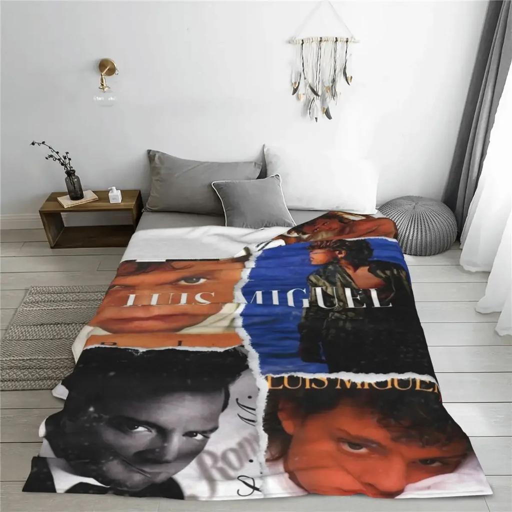 L-Luis Miguel Blankets Mexican Singer Concert Airplane Travel Flannel Throw Blanket Warm Soft Couch Bed Custom Bedspread Gift