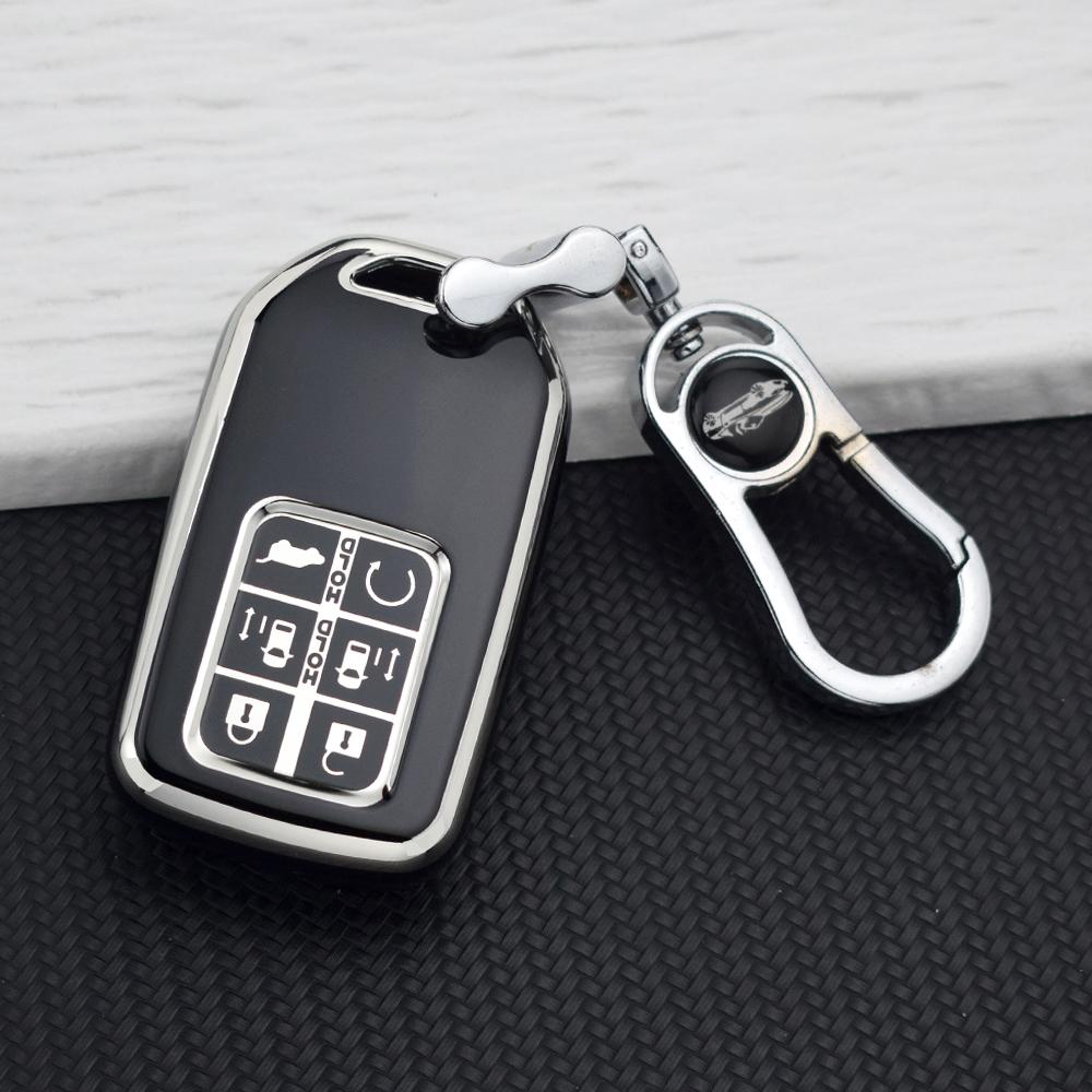 5/6 Buttons TPU Car Key Case Cover for Honda Civic Accord CRV Pilot Odyssey Ridgeline Passport Soft Key Bag Protector Keychain