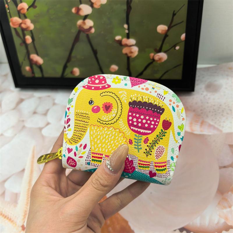 

Этнический стиль, узор слона, кошельки-органайзеры на молнии для карт, несколько отделений для карт, короткий кошелек для мелочи