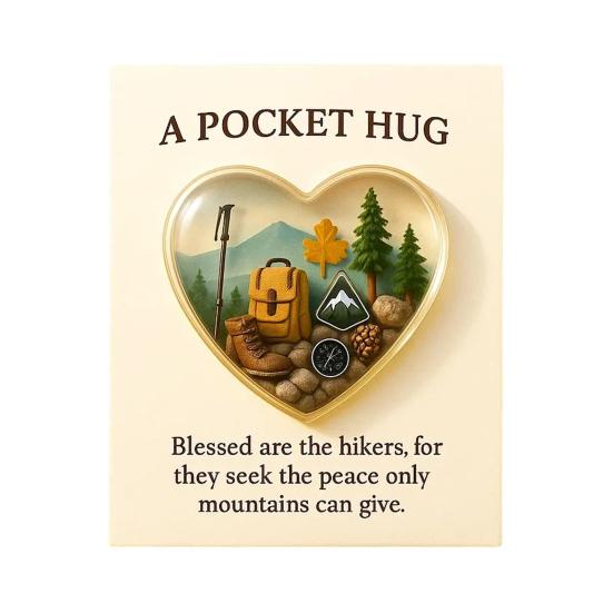 

Camping Pocket Hug with Inspirational Cards Heart-Shaped Hiking Pocket Hug Keepsake Token Hikers B