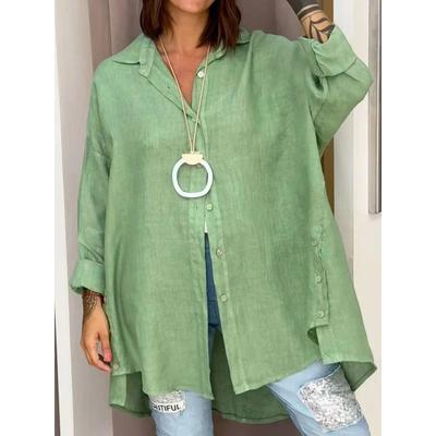 Women's Summer Solid Colour Women's Loose Regular Nine Sleeve Shirt