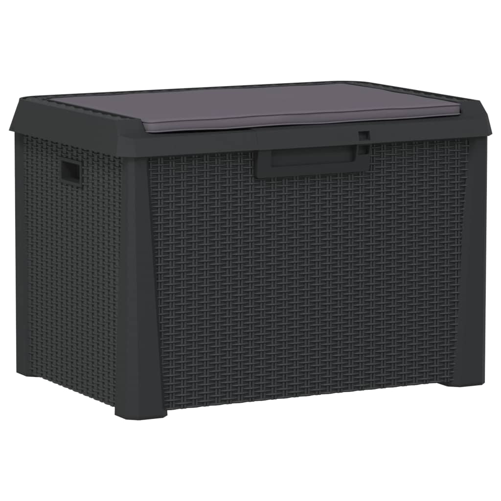 Vidaxl Garden Box With Seat Cushion, Anthracite, 125 L, Pp