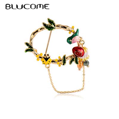 Neueste Gold Farbe Kranz Form Broschen Kupfer Corsage für Frauen Anzug Kragen Clip Pins Hochzeit Schmuck