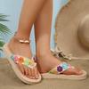 Fashion Women's Colorful Flower Decor Flat Flip Flops Fashion Clip Toe Summer Slippers for Women 2025 Comfort Non Slip Beach Shoes Woman