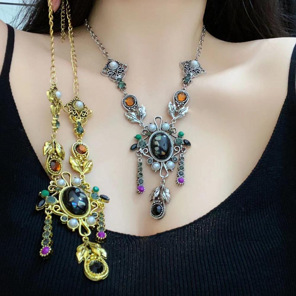 Pearl Ethnic Tassel Necklace Bohemia Rhinestone Necklace Women Ethnic Style Forehead Chain  Girls