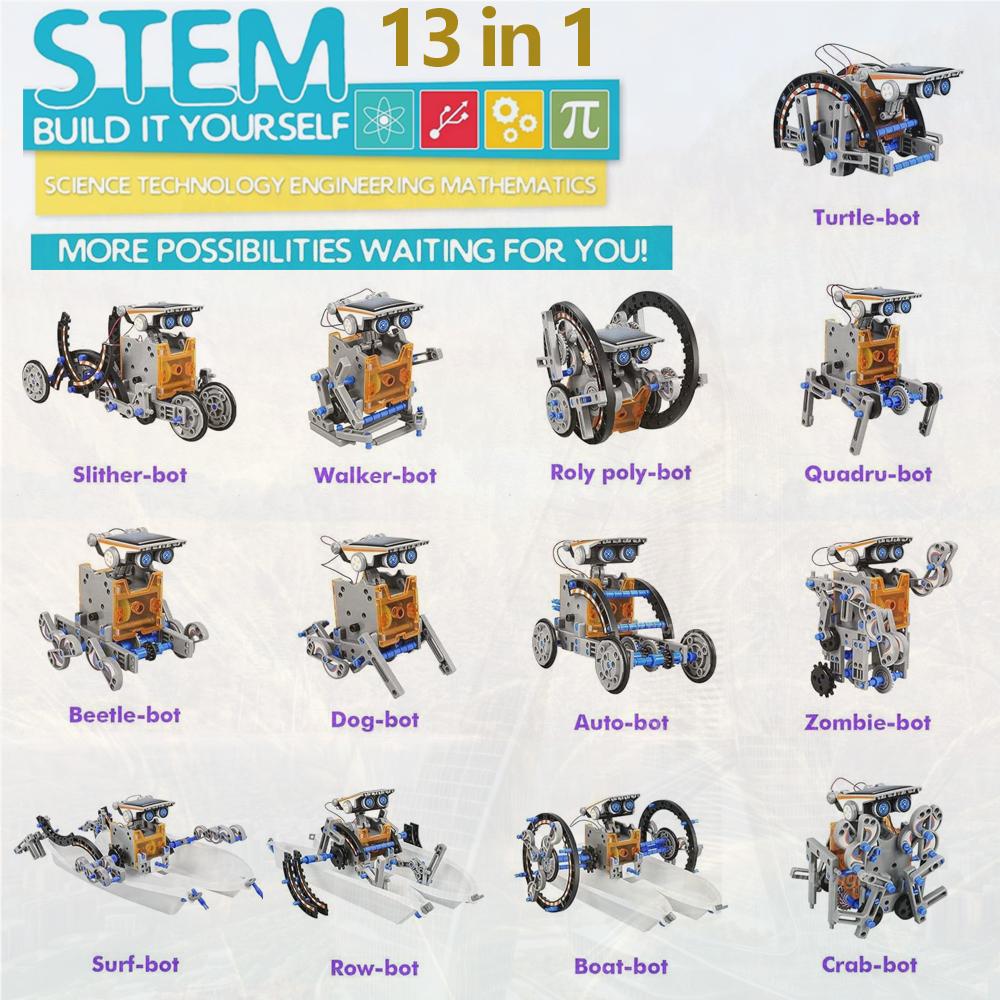 13-in-1 Solar Robot Kits DIY Building STEM Projects Science Experiments Educational Learning Toys for Kids Gifts for Boys Girls