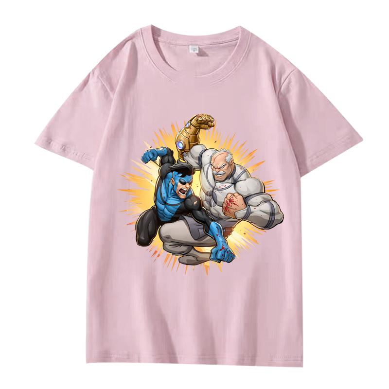 Invincible vs Conquest T Shirt men women Oversized 100% Cotton short sleeve Summer streetwear top Unisex plus sizetops