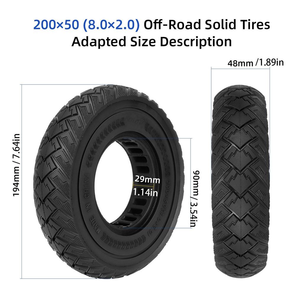 Black Ulip 200*50(8.0*2.0) Off-road Solid Tire with 90mm Inner Diameter
